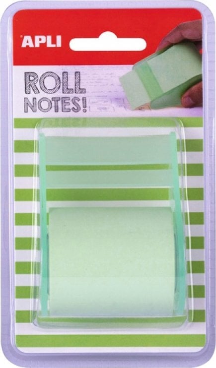Apli Bloczek samoprzylepny APLI, w rolce, 50mmx8m, blister, pastelowy zielony