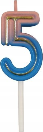 GoDan Świeczka cyferka B&C Neon 5, 44x27x12mm, 1 szt. 7C-SCN5
