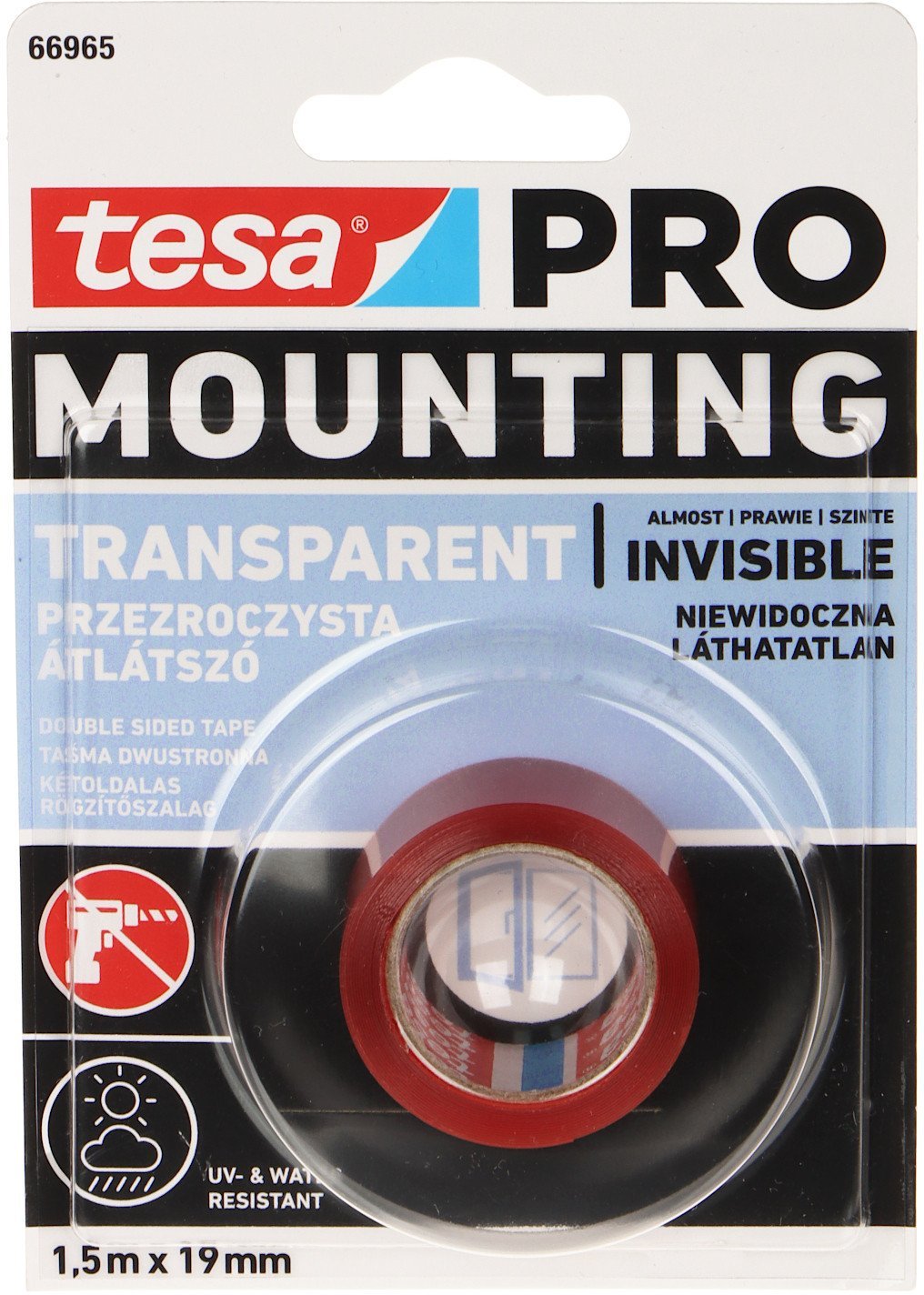 DWUSTRONNA TAŚMA MONTAŻOWA MOUNTING-PRO/TRANSPARENT/1.5X19 TESA