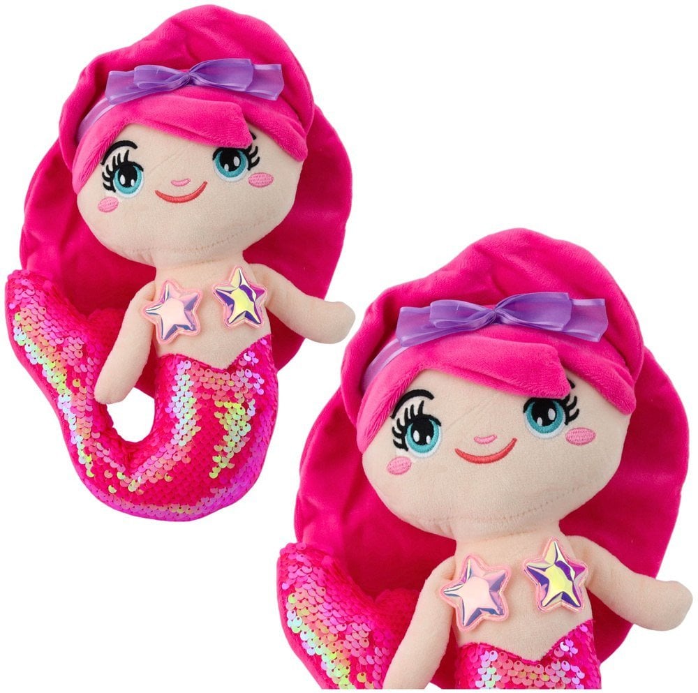 Pluszowa Syrenka Przytulanka Ogon W Cekiny Intensywny Róż 28cm LEAN Toys