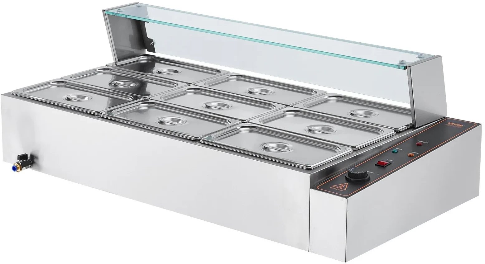 Podgrzewacz do Żywności 9 x 4,7 L Elektryczny Komercyjny z Szybą do Baru