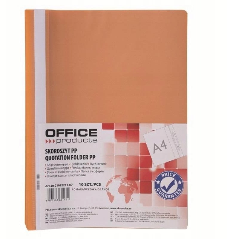 Skoroszyt OFFICE PRODUCTS, 120/180 mic, PP, pomara
