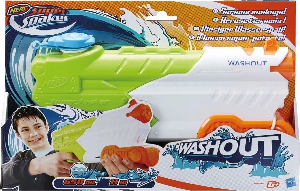 Nerf Pistolet na wodę Nerf Super Soaker WASHOUT Hasbro A9465 650ml 11m zasięgu