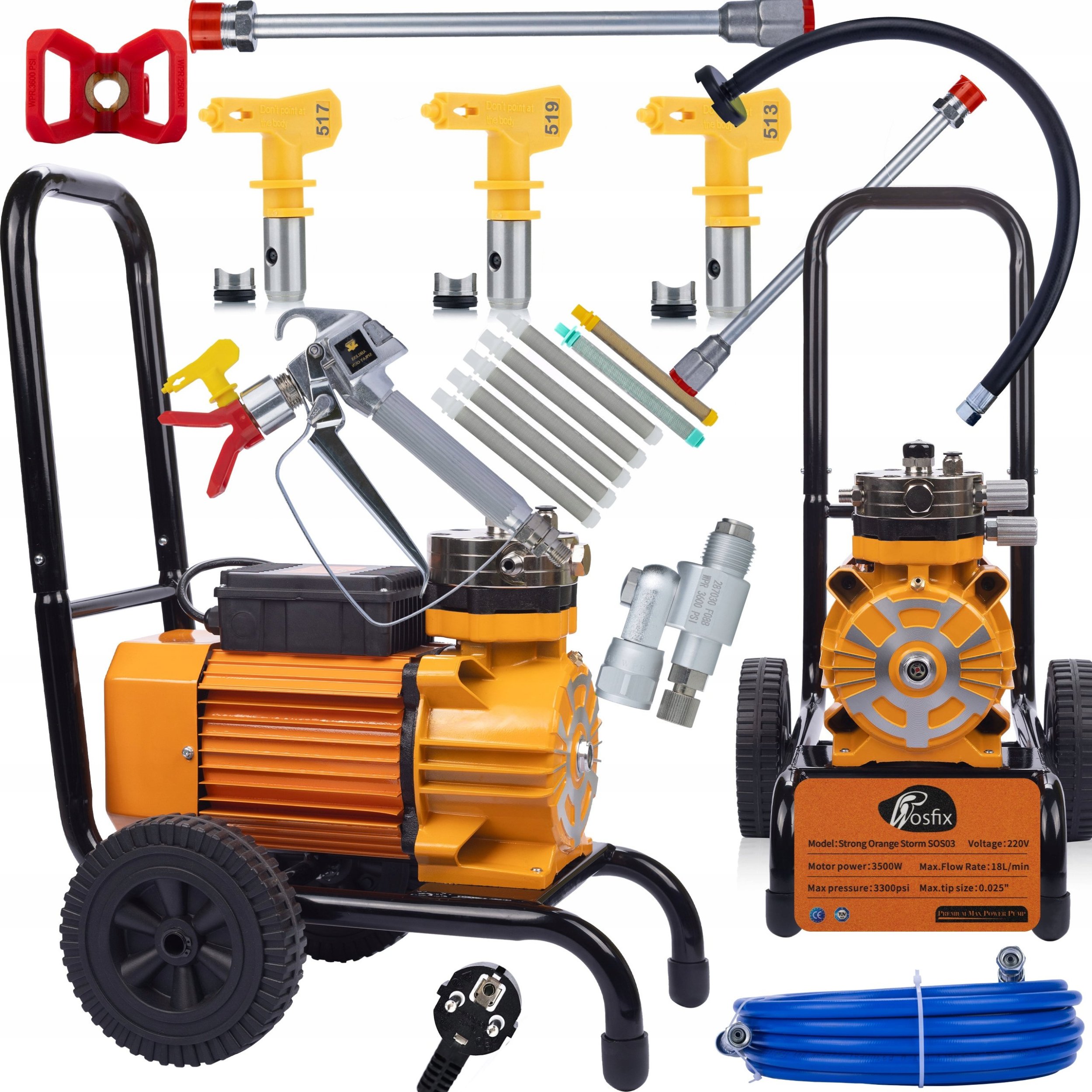 Rosfix Agregat malarski Rosfix Strong Blue Storm SBS03 3500W Zestaw + Filtry + Dysze