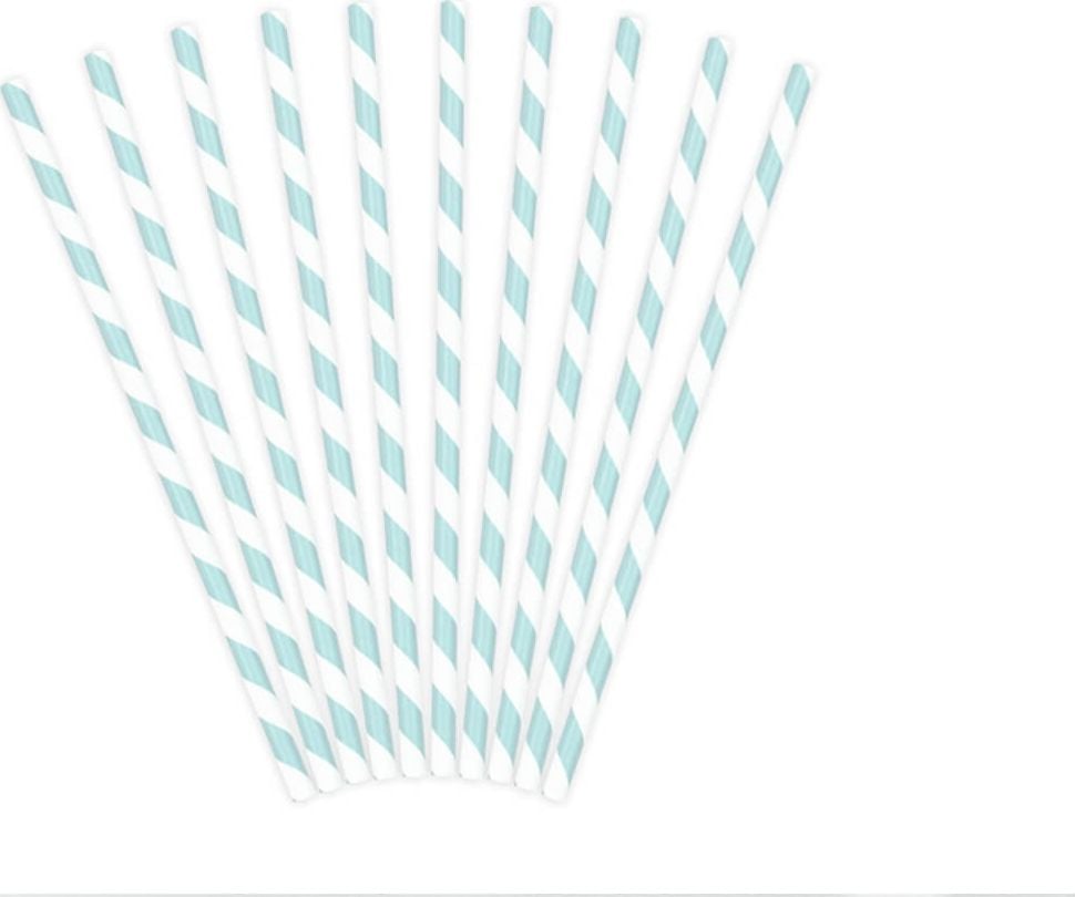 Party Deco słomki rurki błękitne 10 sztuk uniwersalne (35036)
