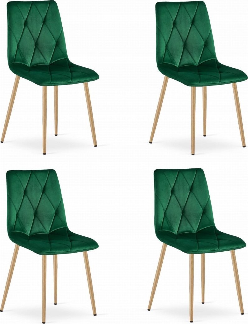 Leobert Krzesło LIBRA - ciemna zieleń aksamit / nogi kolor drewna x 4