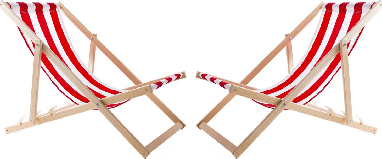 vidaXL Zestaw dwóch leżaków czerwone pasy Woodok do samodzielnego montażu