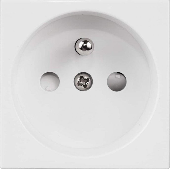 Maclean Gniazdko prądowe MCE718W typu E (francuskie), pasuje do szklanych ramek, białe