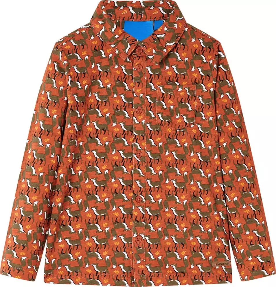 vidaXL Koszula dziecięca z nadrukiem lisów, jasnordzawa, 116