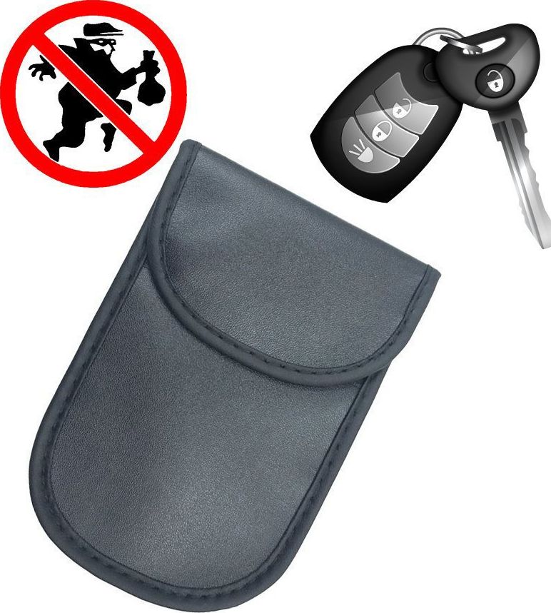 Hurtel Etui antykradzieżowe na klucze samochodowe blokujące fale radiowe Faraday Box klatka Faradaya 14 cm z 10 cm czarny