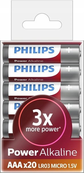 Philips BATERIA PHILIPS AAA LR03 20SZT BATERIE POWER ALKALINE LR03P20T/10>