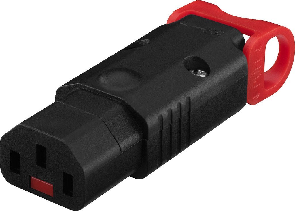 AAC-170J/IEC 3-pole IEC inline jack, IEC LOCK, with earthing contact