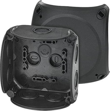Hensel Puszka odgałęźna do instalacji wewnętrznych czarna IP66 z dławnicami membranowymi 104x104x70mm DK 0400 B 62000297