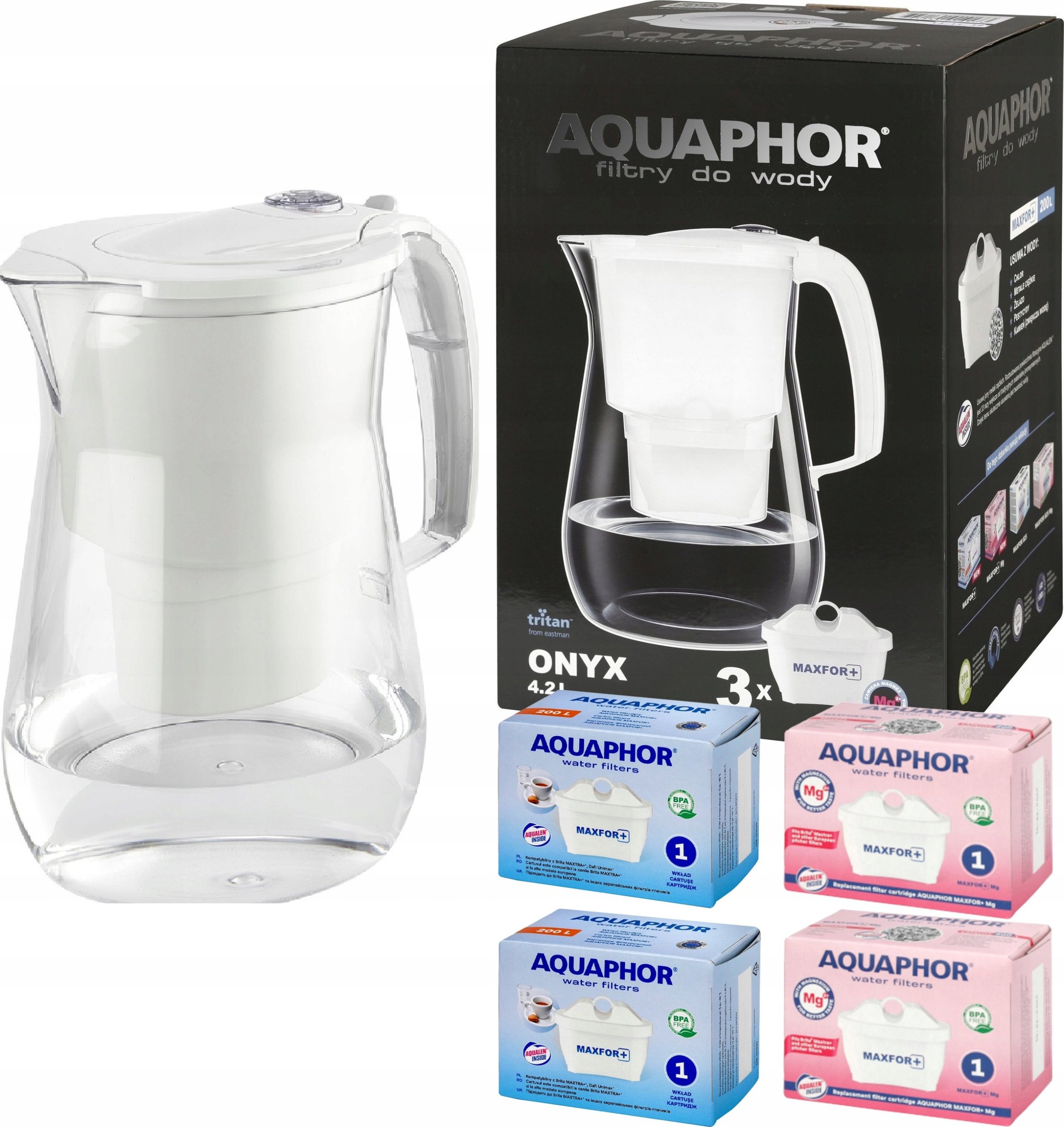 Aquaphor Onyx 4,2 l dzbanek filtrujący z filtrami 2 zwykłe 2 magnezowe