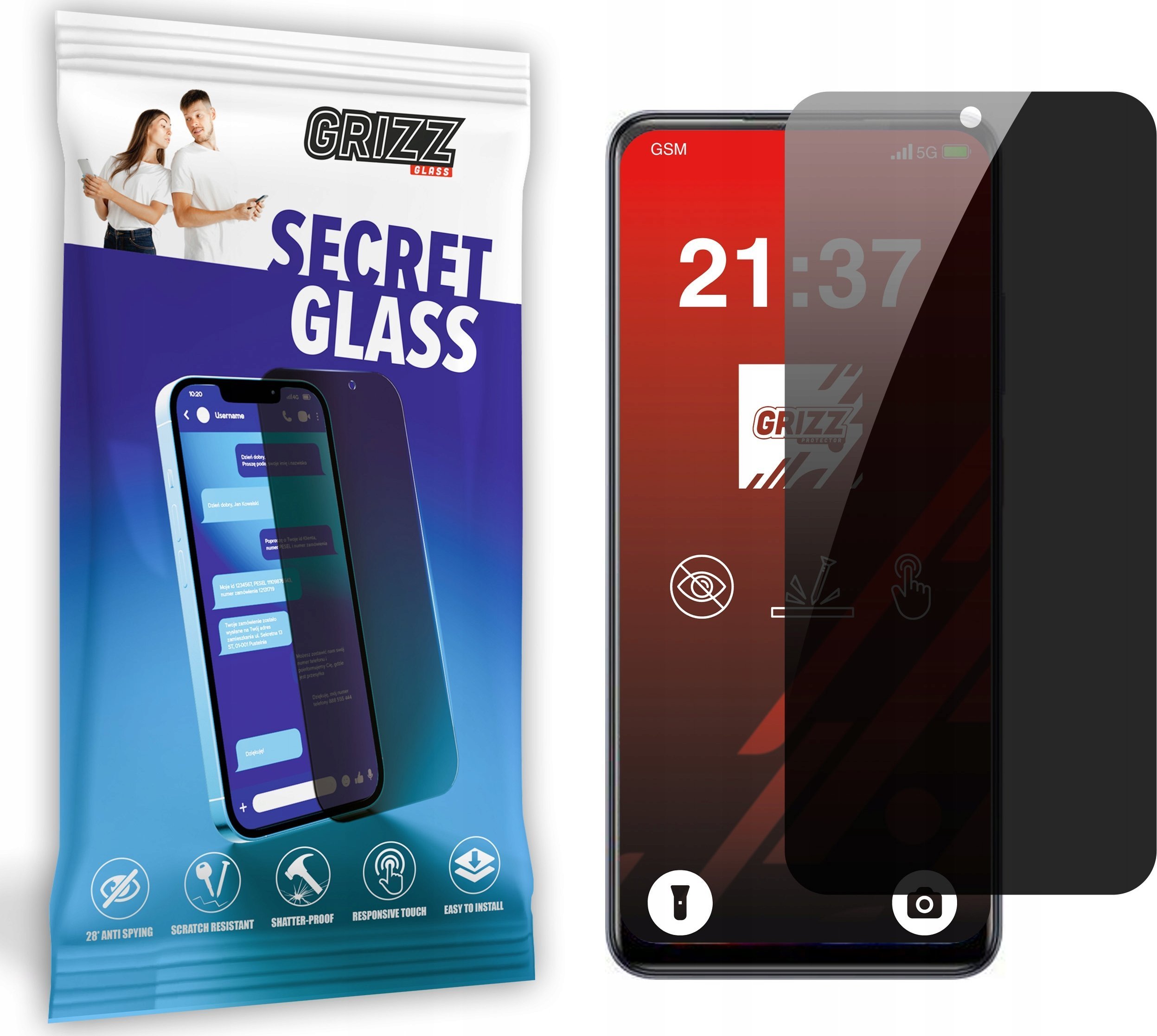 Szkło prywatyzujące GrizzGlass SecretGlass do ZTE Blade V70 Max