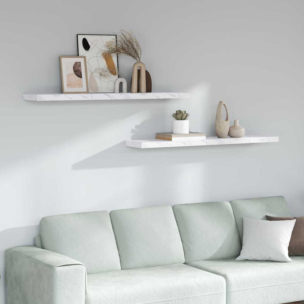 vidaXL Półki ścienne 2 pcs Biała marmurowa 120 x 23,5 x 4 cm