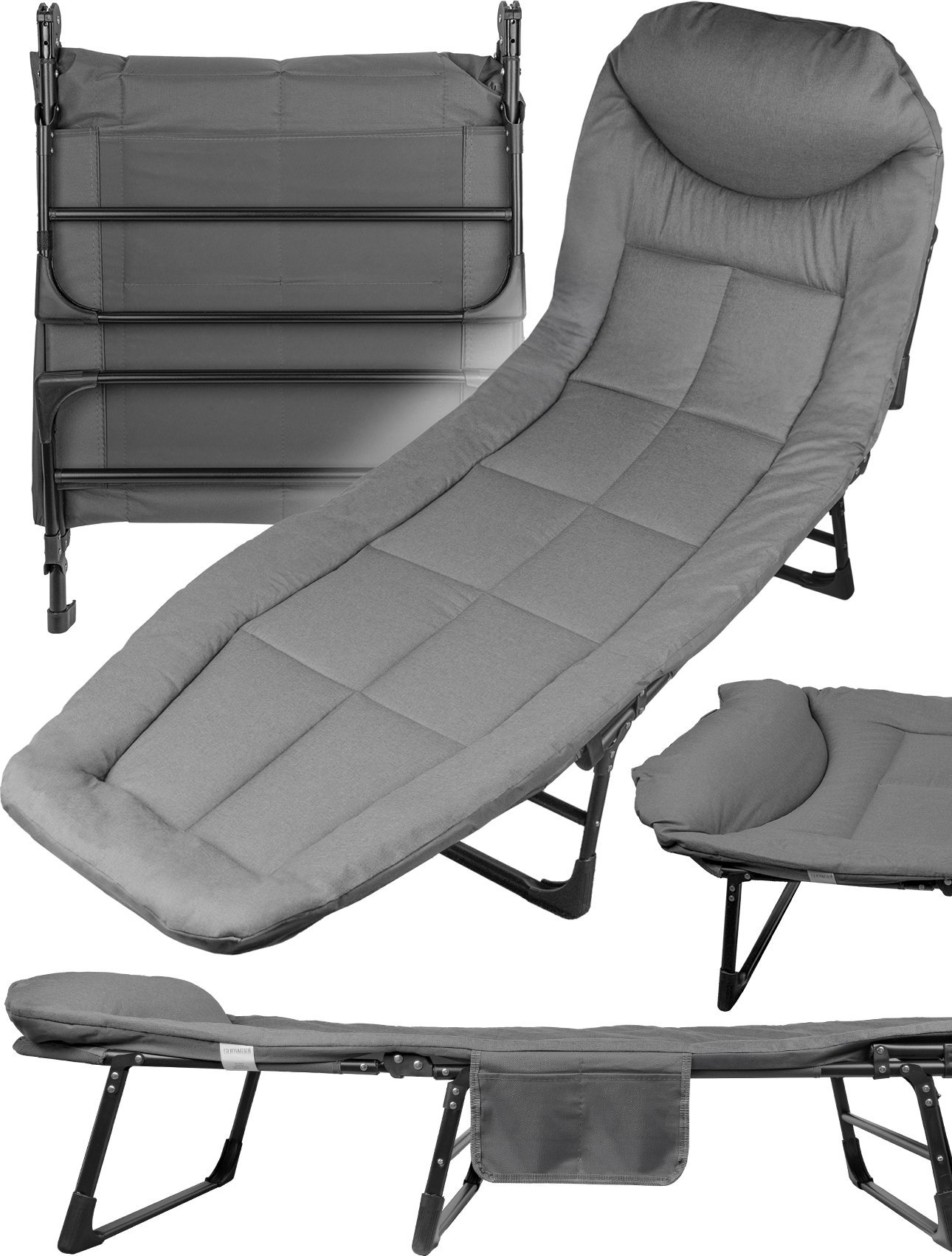 Maltec Łóżko Turystyczne Leżak Składany z Poduszką