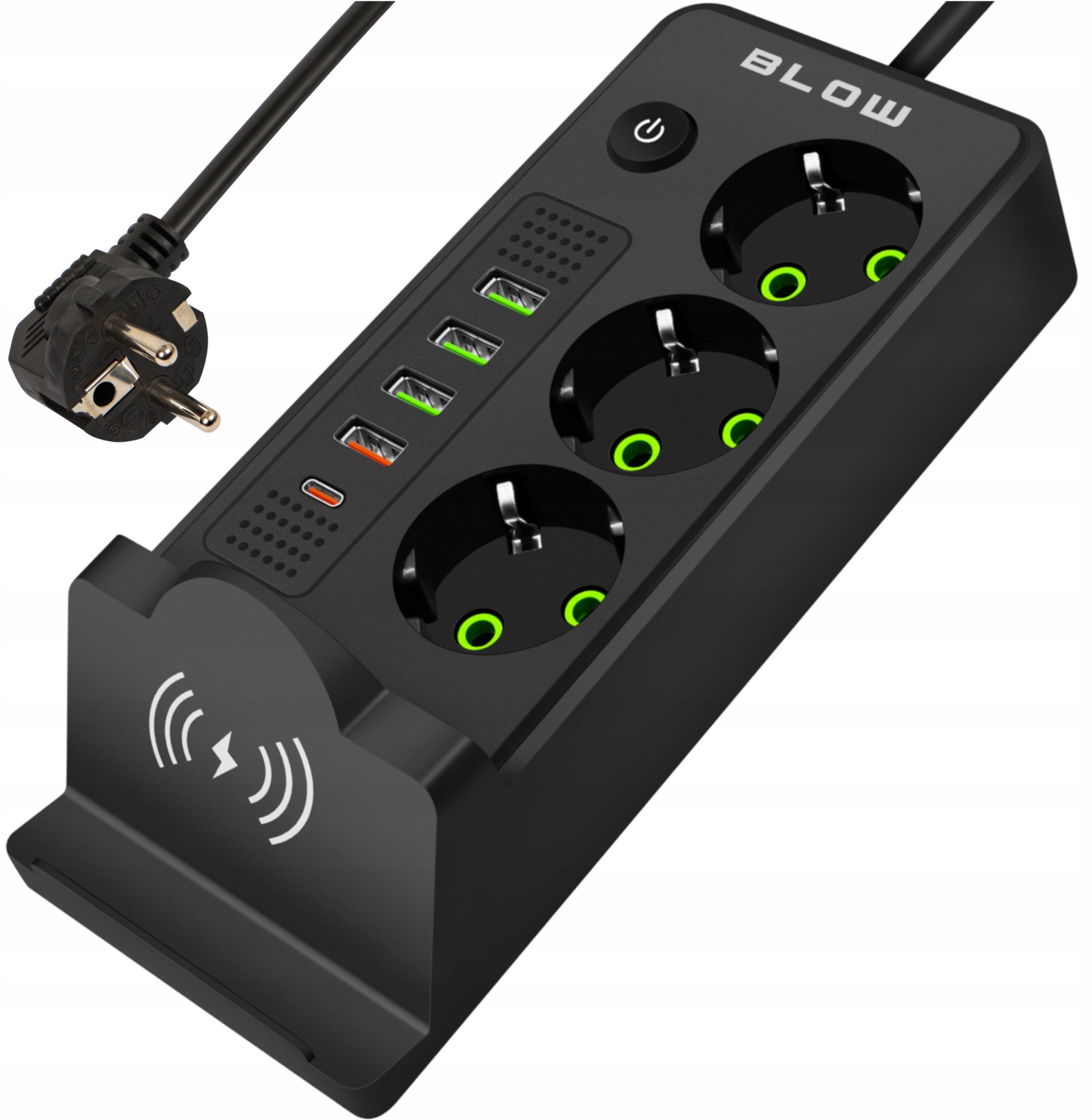 98-237# Przedłużacz sieciowy ps-350u 3-gniazda 4xusb+usb-pd 3m czarny 3x1mm