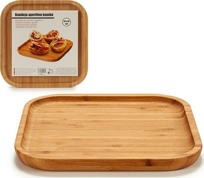 Bigbuy Home Tacka do przekąsek Bambus (20 x 1,5 x 20 cm)