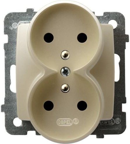 Ospel Gniazdo Karo podwójne z uziemieniem ecru perłowy (GP-2SRZ/m/42)