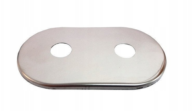 Rozeta maskująca płaska podwójna stal nierdzewna do zaworów o rozstawie 50 mm. Średnica otworów 16 mm – Fi16 (S)