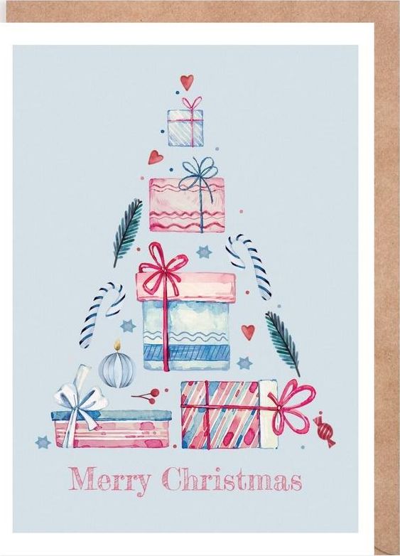 Cardie Kartka Boże Narodzenie Choinka niebieska, eko K133