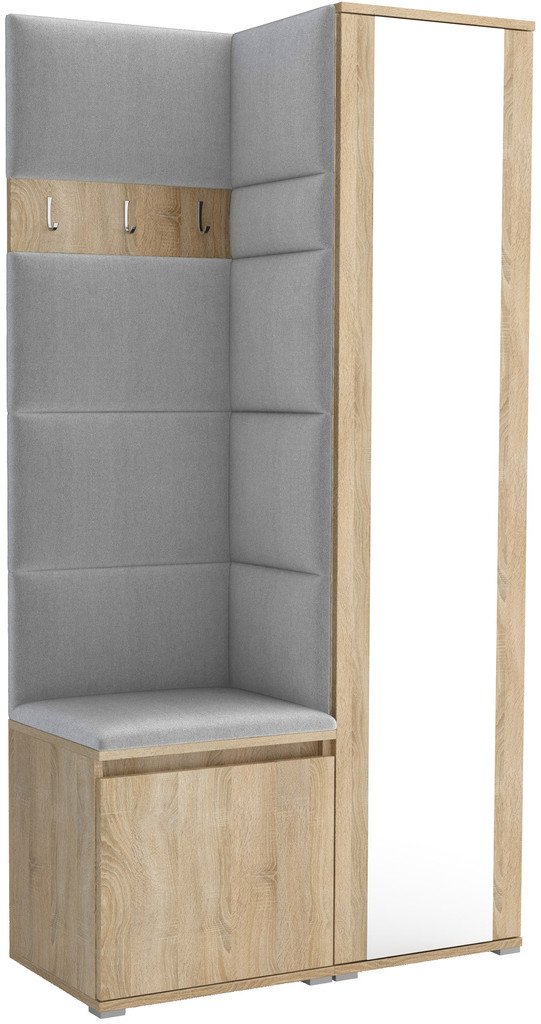 Tapicerowana garderoba Noris VI z lustrem - sonoma + tkanina Trinity 32