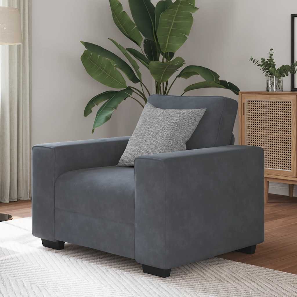 vidaXL Sofa Fotel Ciemnoszary 60 cm Aksamit