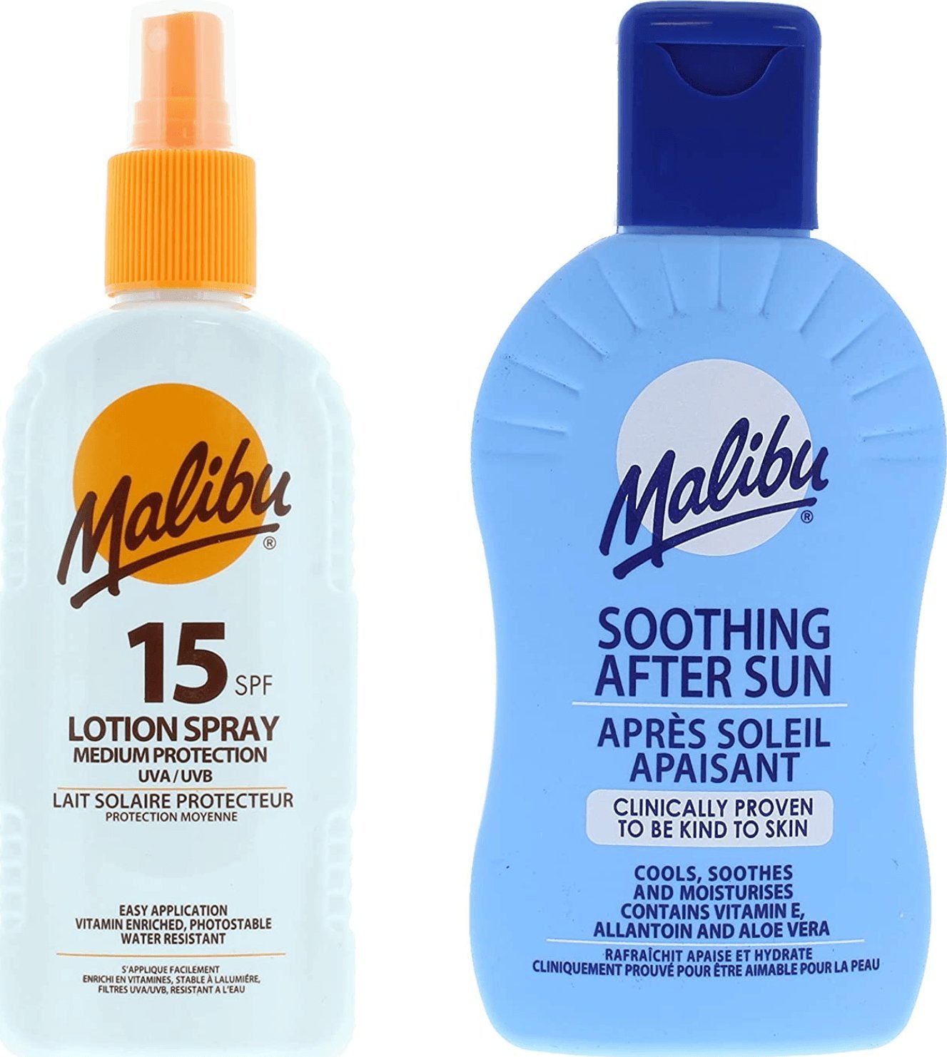 Malibu Malibu SPF15 Wodoodporny Spray 200ml + Balsam Po Opalaniu 200ml