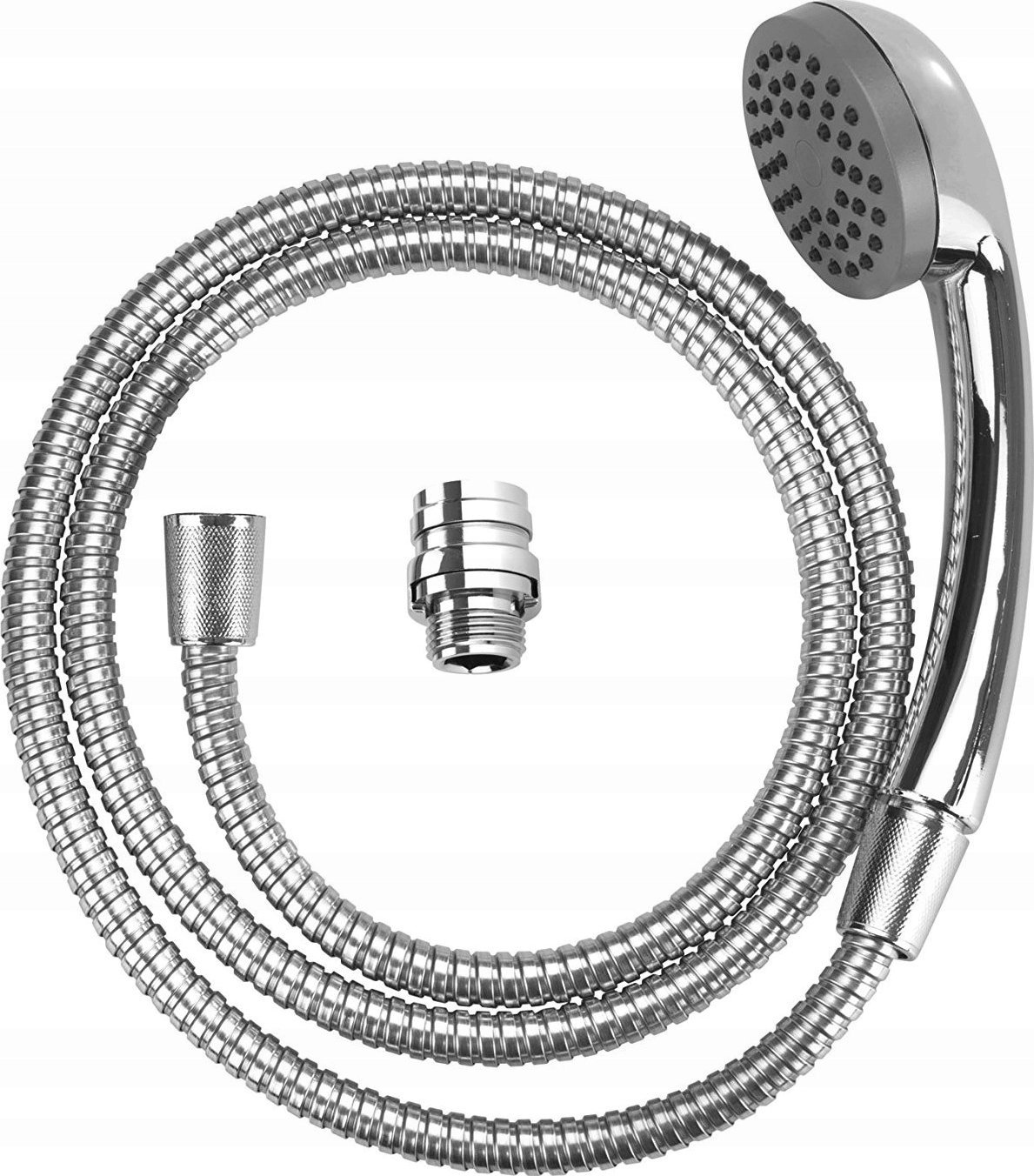 Zucchetti Przenośna słuchawka prysznicowa, montowana do baterii umywalkowej, wąż 150 cm, adaptery, niewielkie rozmiary, srebrna, podróżna