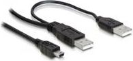 Kabel USB Delock miniUSB - 2x USB-A 1 m Czarny (82447)