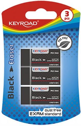 Keyroad Gumka uniwersalna Black 3szt.