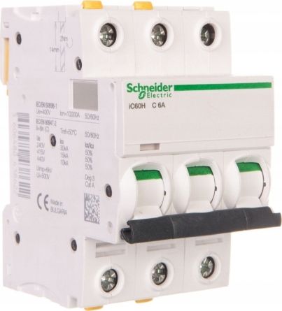 Schneider Electric Wyłącznik nadprądowy 3P B 10A 10kA AC iC60H-B10-3 (A9F06310)