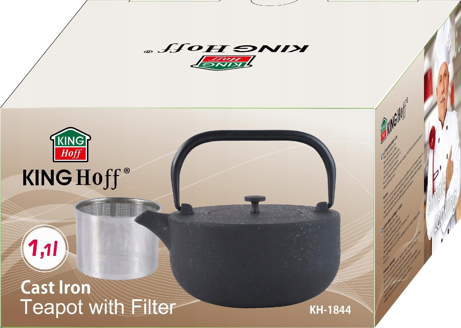 KingHoff ZAPARZACZ ŻELIWNY DZBANEK 1,1L Z FILTREM KINGHOFF KH-1844