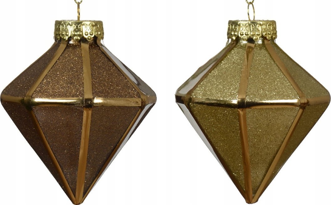 Kaemingk Bombka choinkowa złota w kształcie rombu plastikowa 8x10cm 1szt