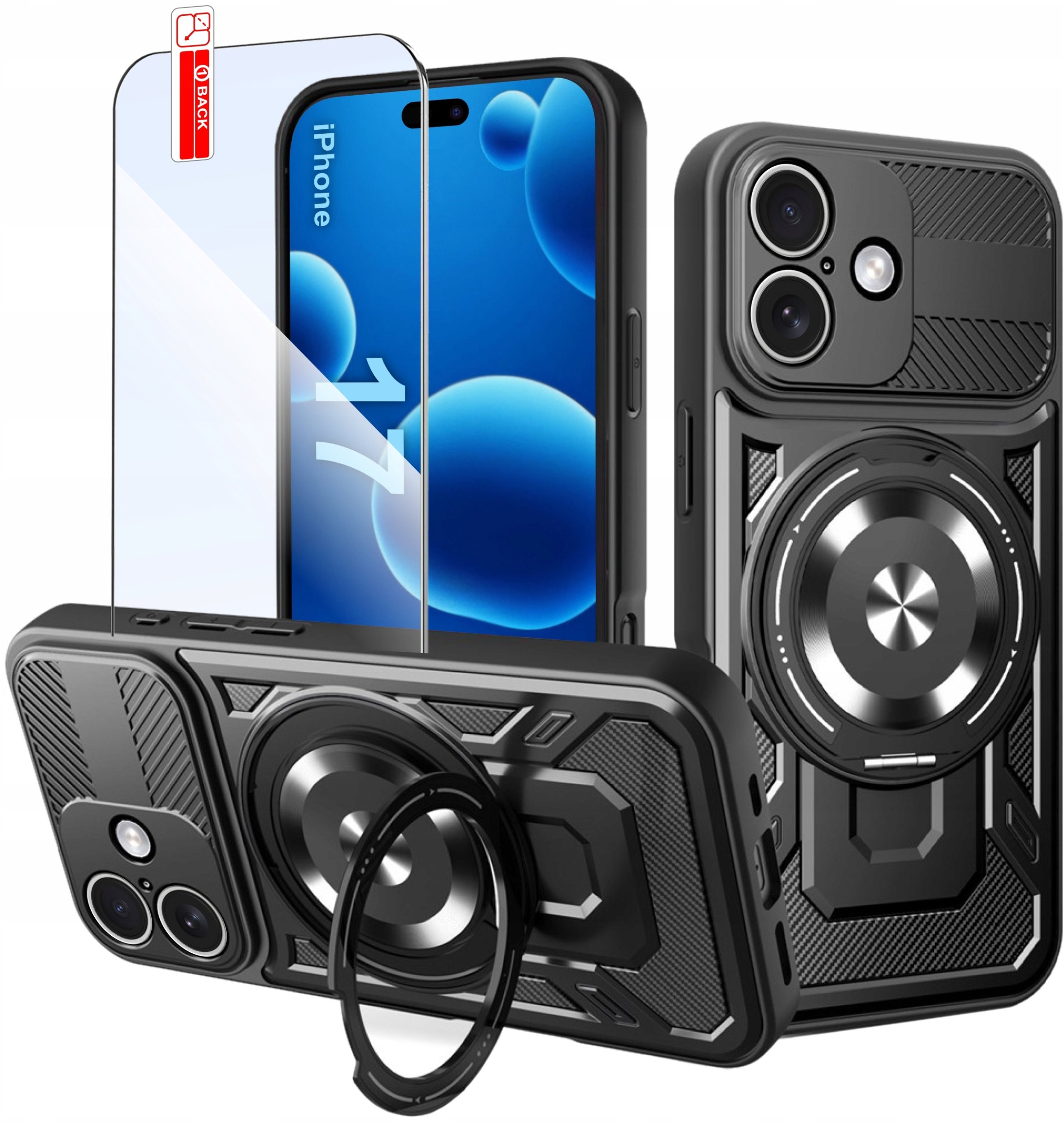 Etui PANCERNE do iPhone 17 CASE do MagSafe WZMACNIANE + SZKŁO 9H