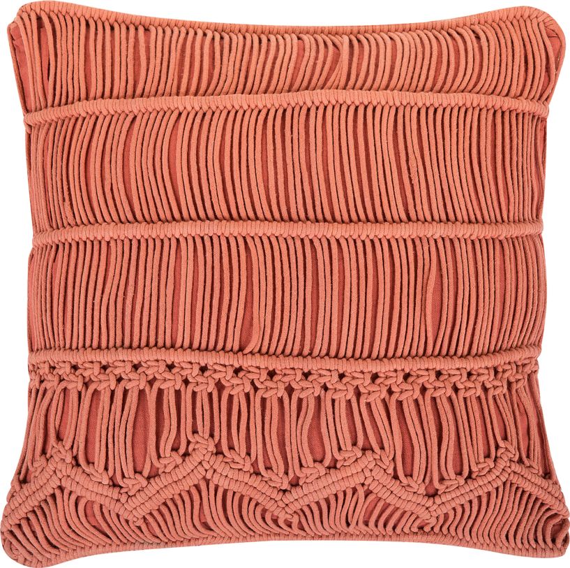Beliani Poduszka dekoracyjna makrama 45 x 45 cm pomarańczowa AKKOY
