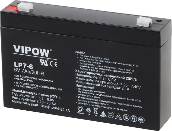UPS Vipow Akumulator żelowy 6V 7Ah 20Hr bezobsługowy UPS