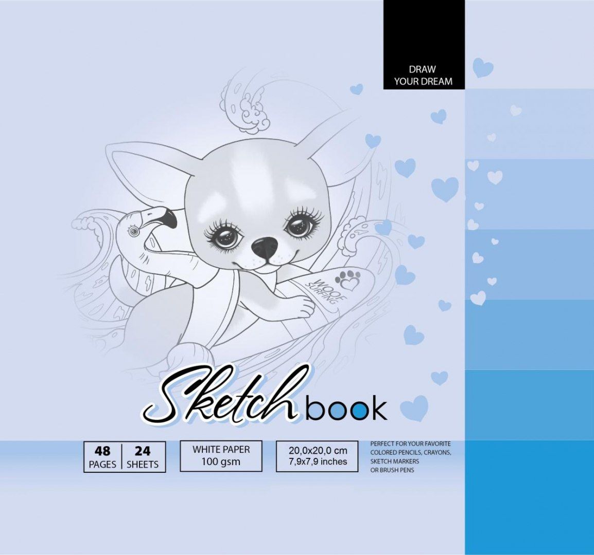 Fresh Szkicownik 20x20cm 48k niebieski