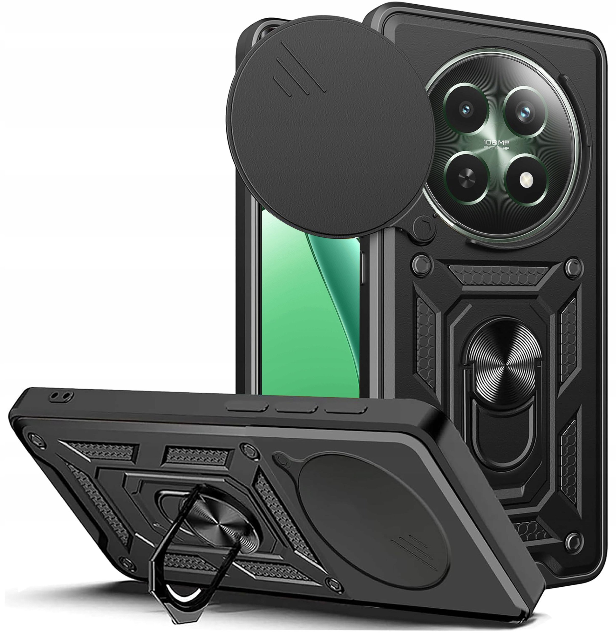 Etui do Realme 12 5G | 12x 5G PANCERNE SLIDE RING CASE + SZKŁO OCHRONNE 9H