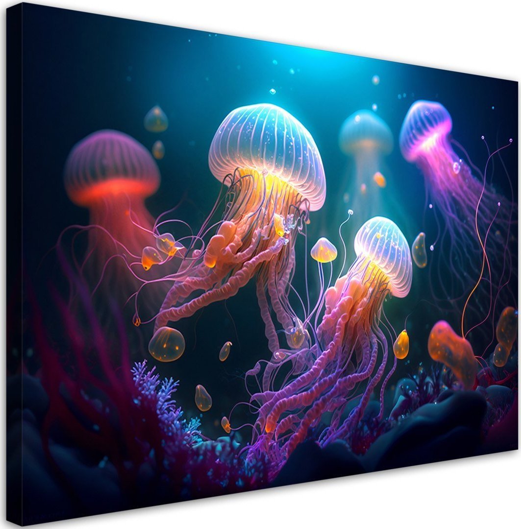 Feeby Obraz na płótnie, Meduza Neon Abstrakcja - 120x80
