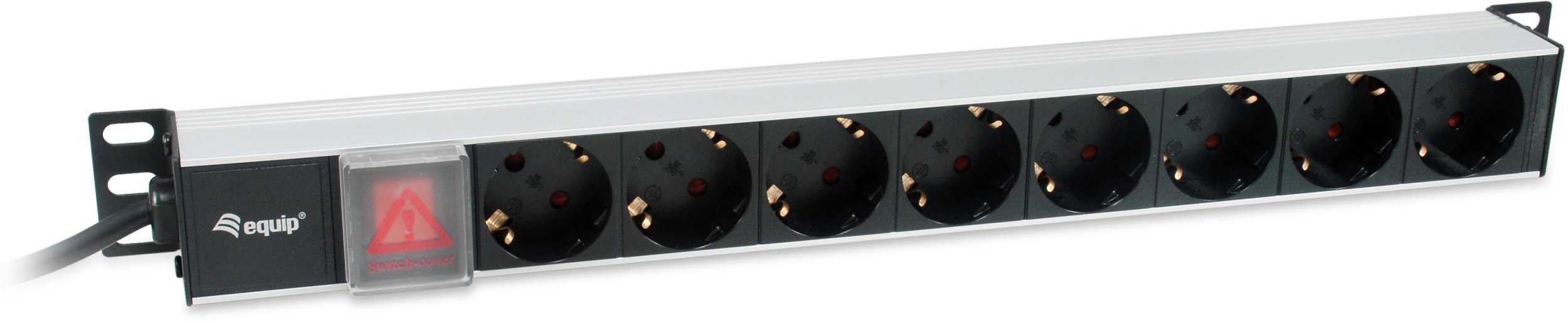 Equip 333308 rozdzielacz zasilania PDU 8 x gniazdo sieciowe 1U Czarny, Srebrny