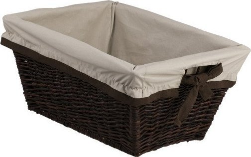 WickerPL DUŻY KOSZ NA ZABAWKI Z WIKLINY POJEMNY KOSZ WIKLINOWY NA DREWNO z obszyciem 54X43 H28 CM