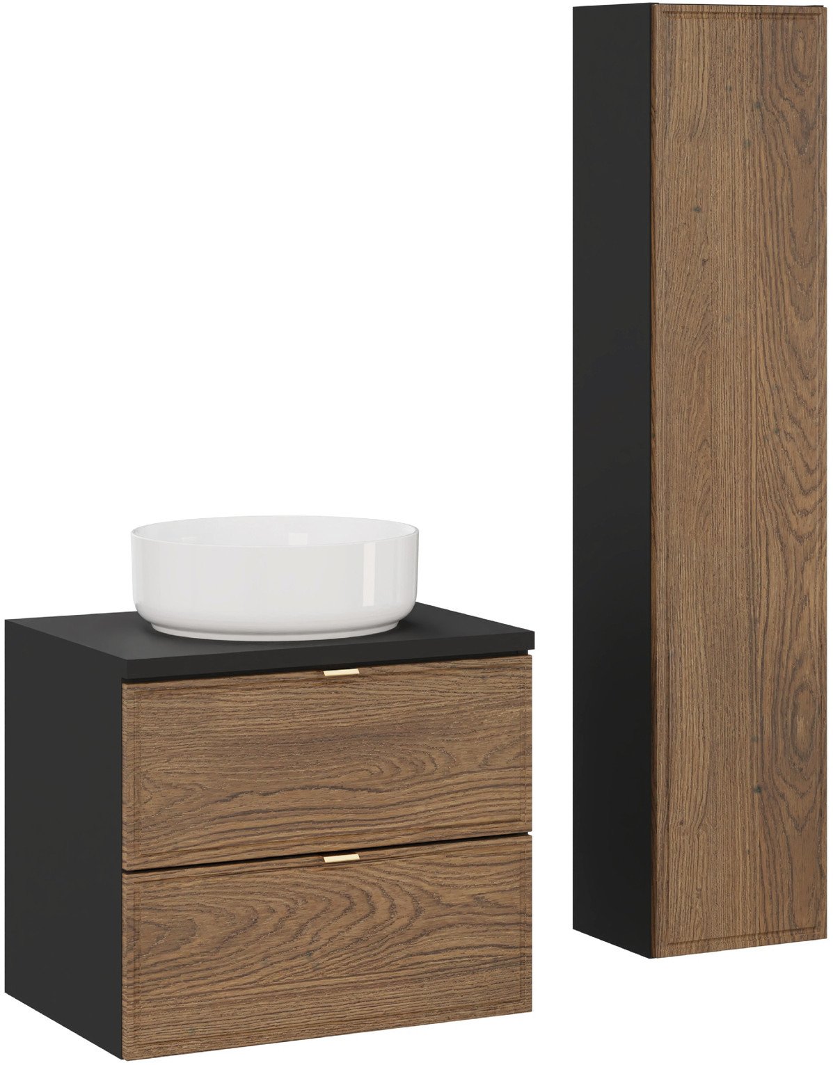 Zestaw meblowy 60cm z blatem, umywalką nablatową Maja i szafką wysoką