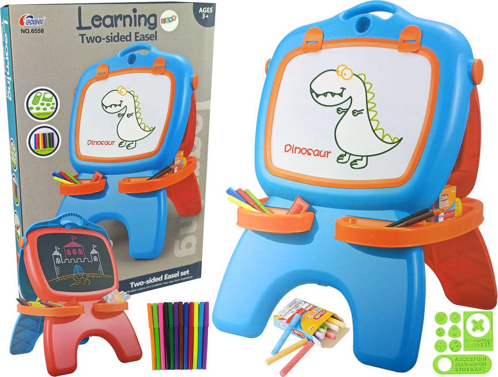 Lean Sport Import LEANToys Tablica Dwustronna Magnetyczna Kredowa Niebiesko Czerwona Szablony