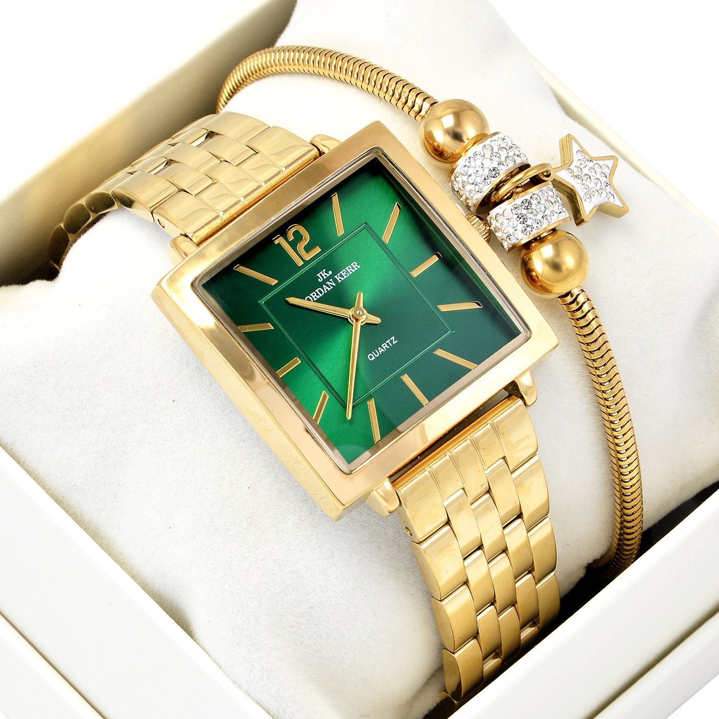 Zegarek damski złoty Jordan Kerr ELONI zestaw z bransoletką