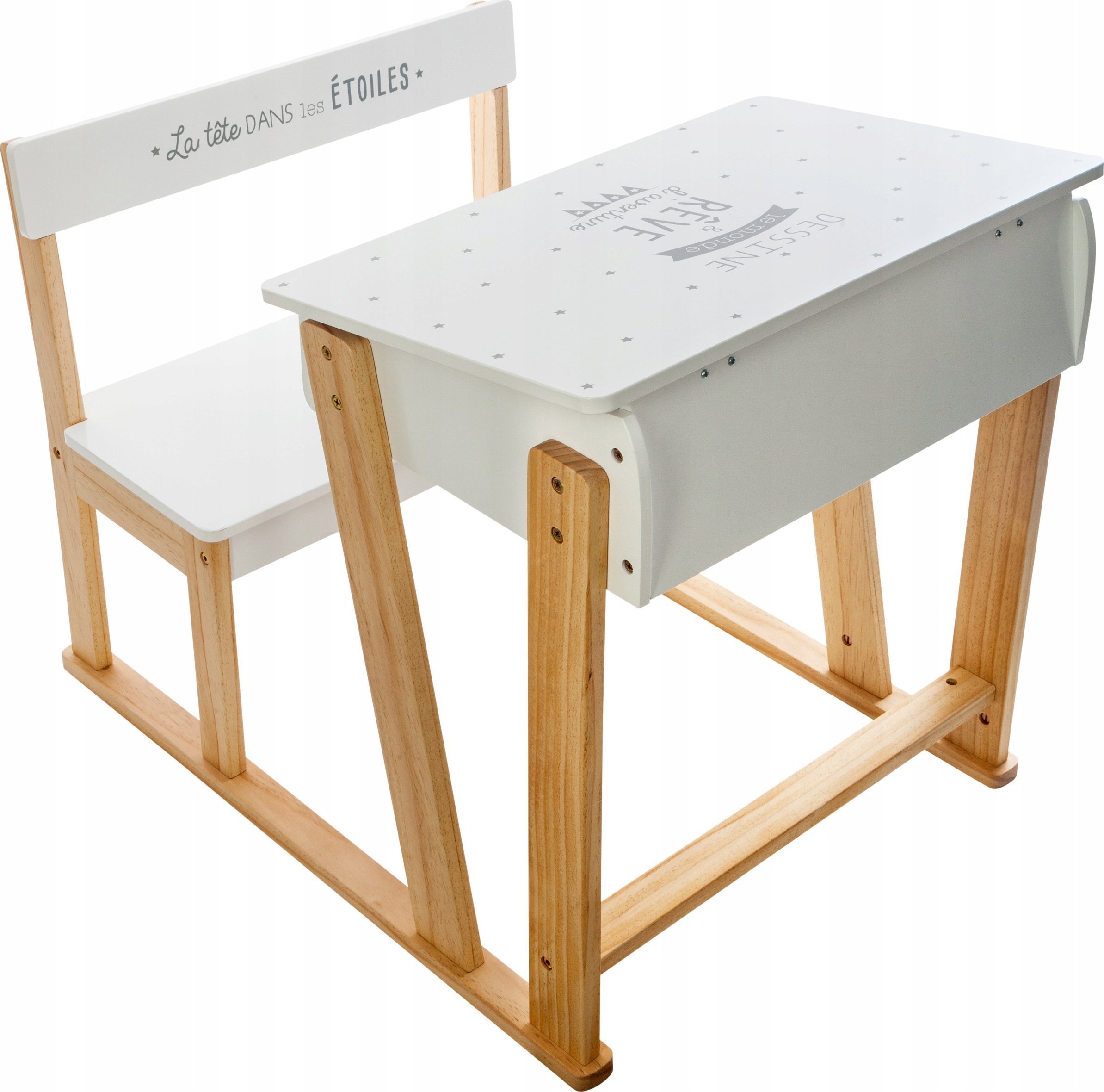 Atmosphera Stolik z krzesełkiem dla dziecka, krzesełko i stolik dla dziecka, stolik drewniany, stolik konsola, stolik edukacyjny, białe biurko