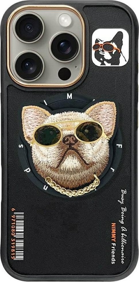 Etui Nimmy Glasses Cool Dog MagSafe do iPhone 16 Pro Max czarny