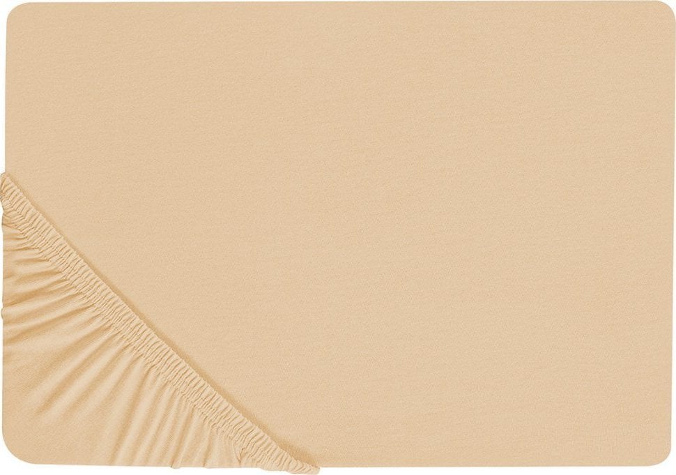 Beliani Bawełniane prześcieradło z gumką 140 x 200 cm piaskowe JANBU