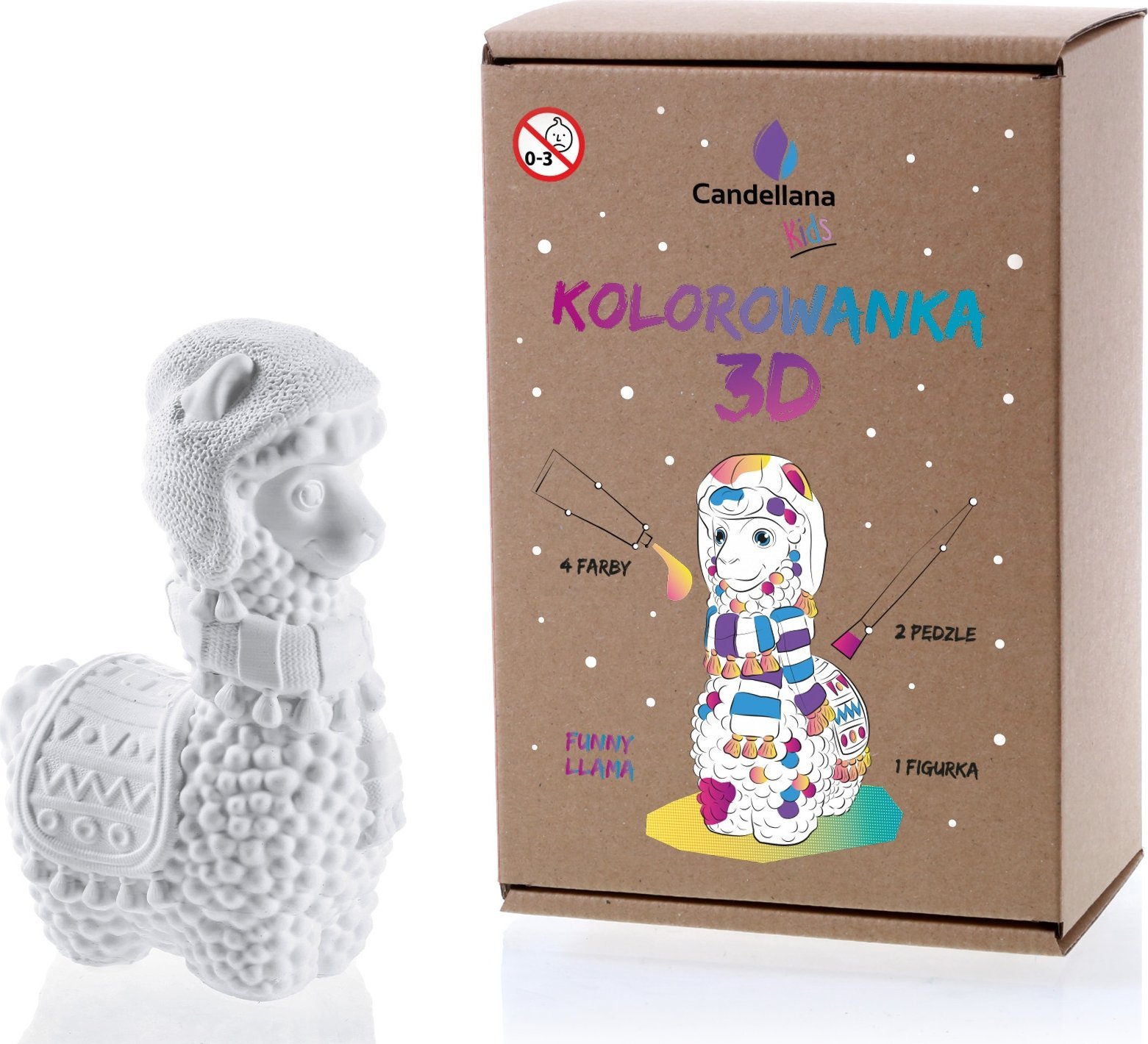 Kolorowanka 3D Lama Figurka gipsowa z farbami